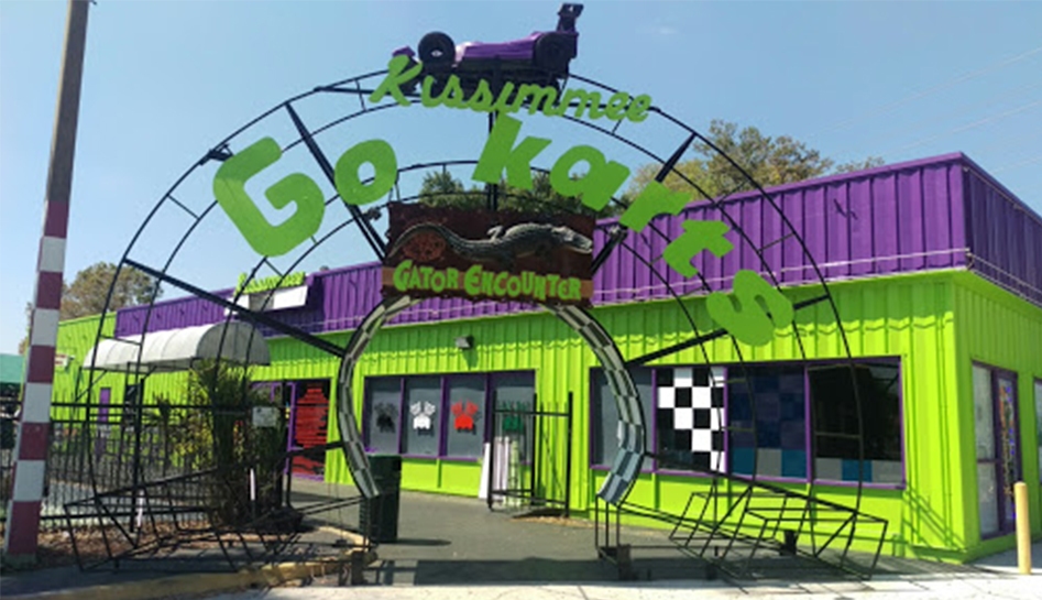 Daytime photo of entrance to Kissimmee Go-Karts. Kissimmee, Florida.