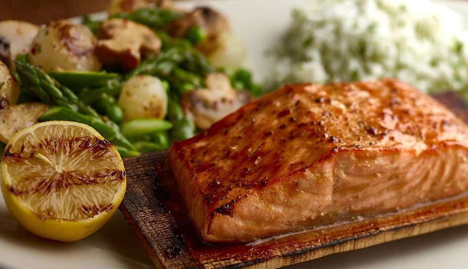 Salmon dish from Bonefish Grill. Kissimmee, Florida.