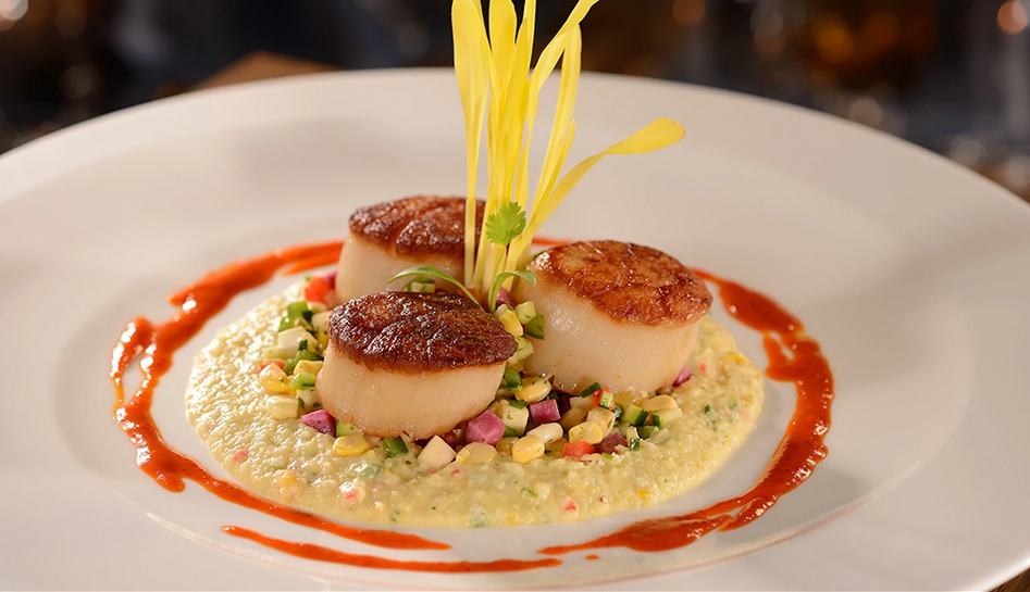 Seafood entree at Flying Fish Cafe, Disney's Boardwalk. Lake Buena Vista, Florida.